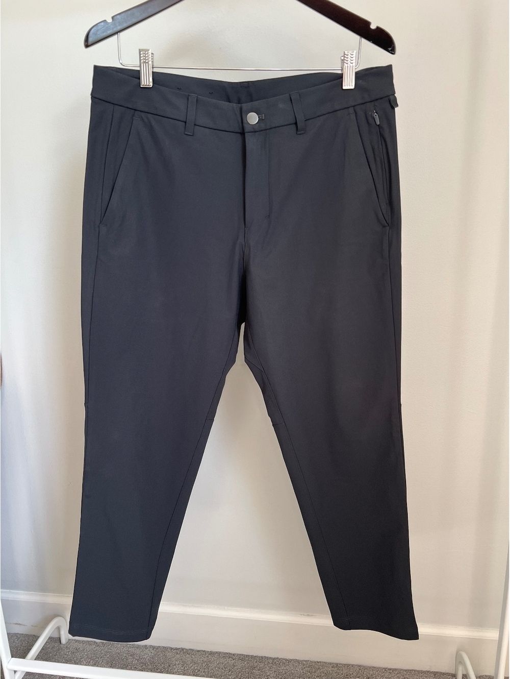 Lululemon Mens Commission Pants Size 34 Gray Warpstreme Stretch Slim 27 Inseam